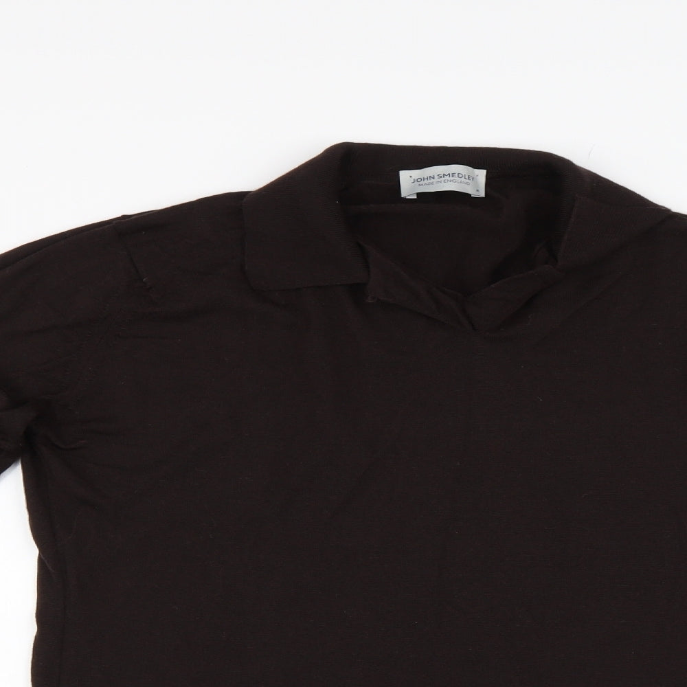 John Smedley Mens Brown  Knit  Polo Size M