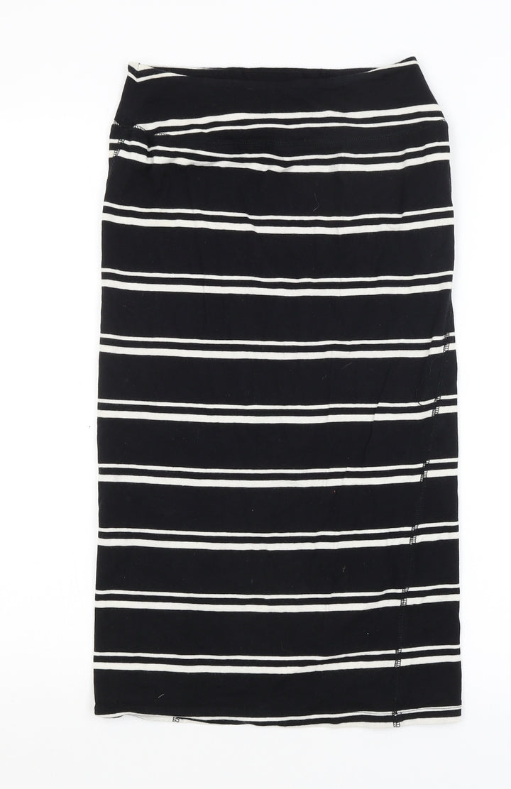 River Island Womens Black Striped  A-Line Skirt Size 10