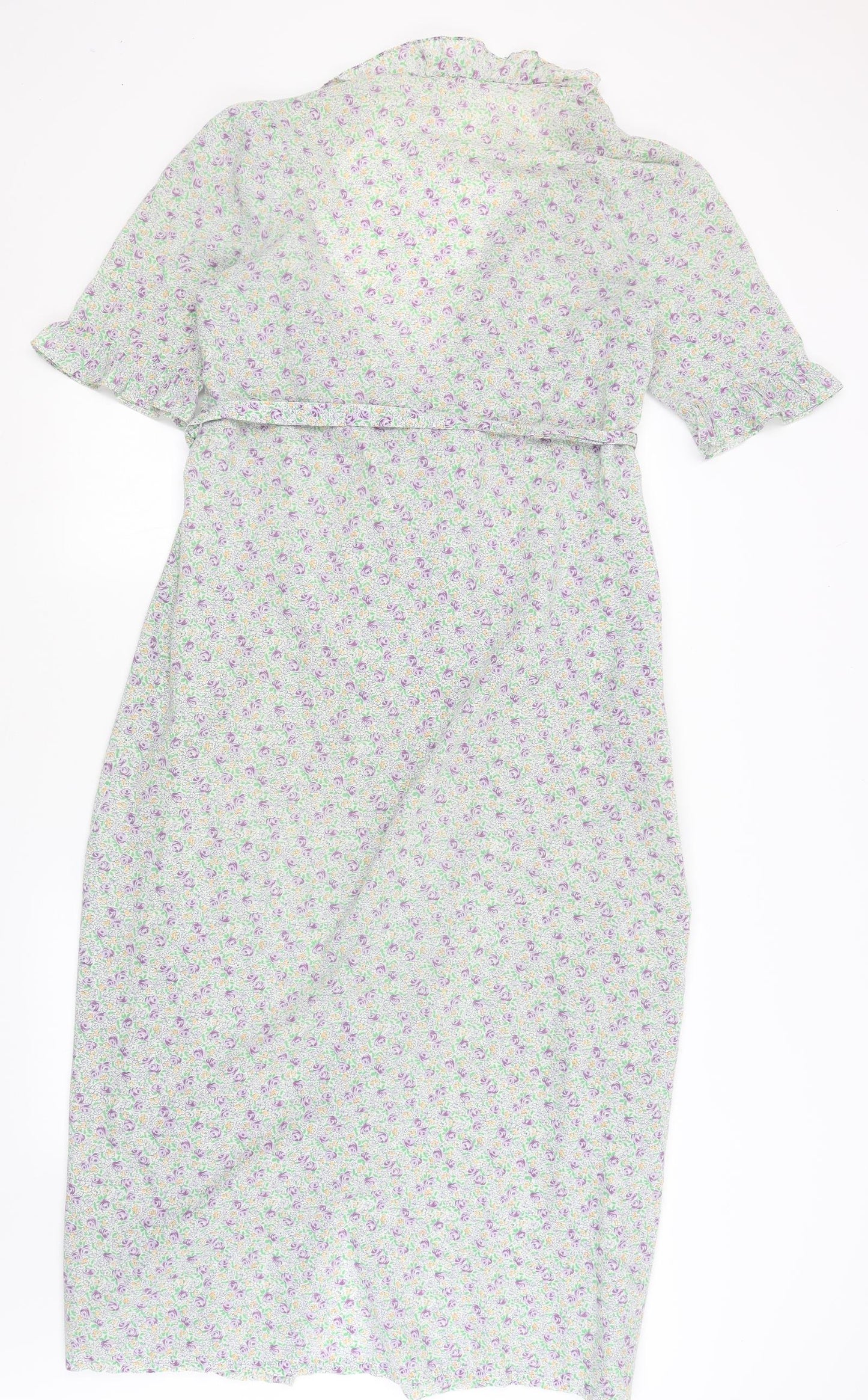 Preworn Womens Green Floral  Kimono Gown Size M