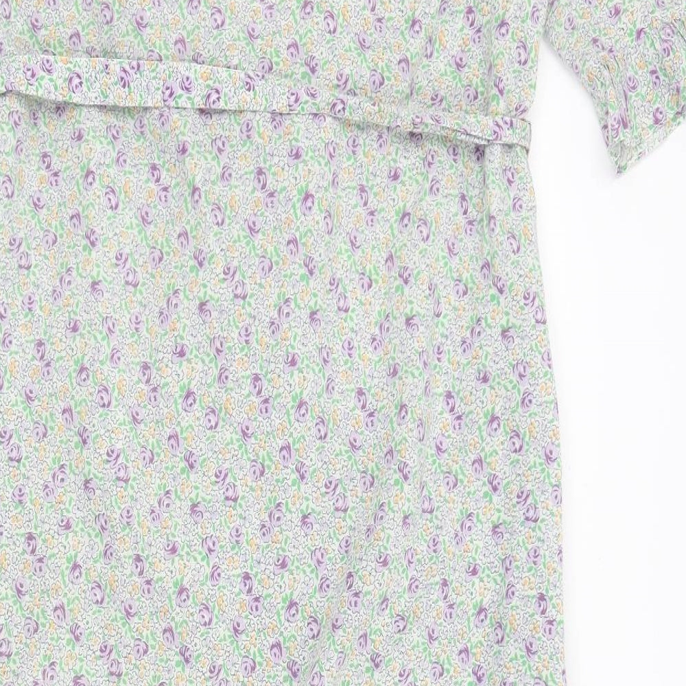 Preworn Womens Green Floral  Kimono Gown Size M