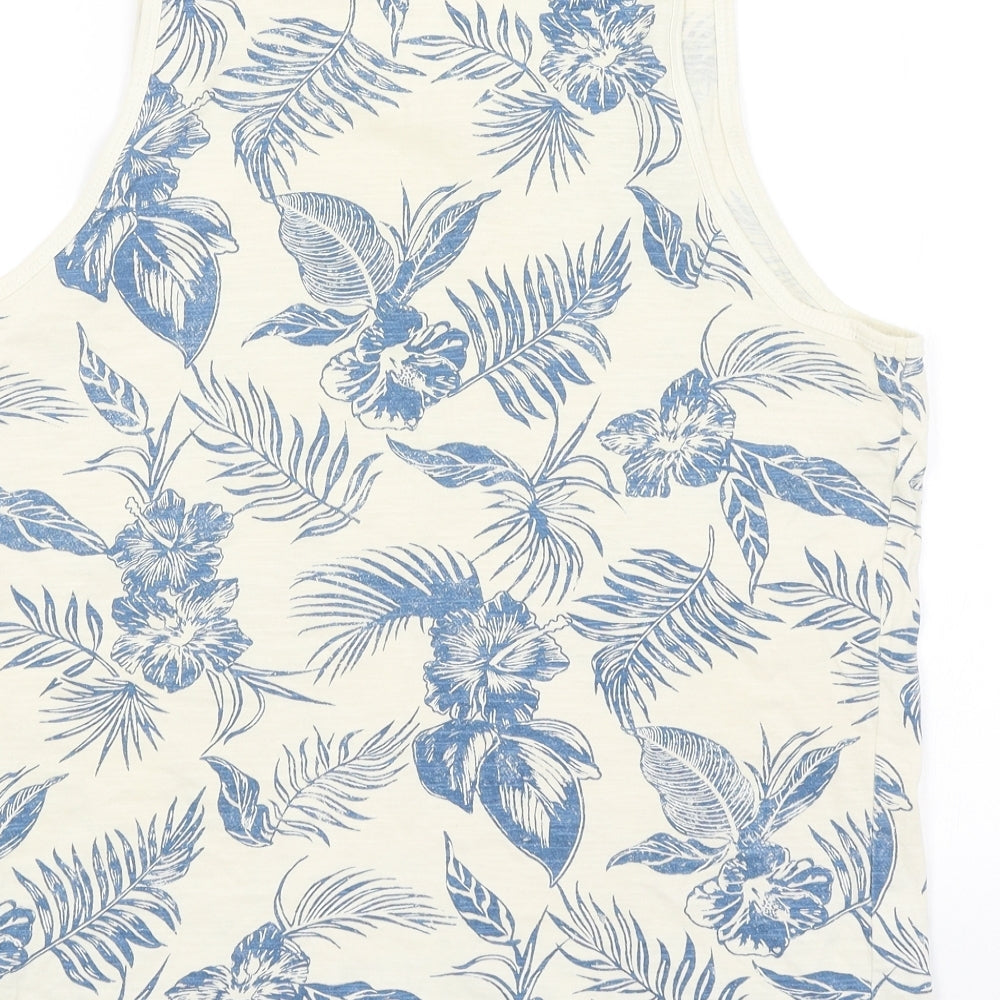 F&F Mens Ivory Floral   T-Shirt Size M