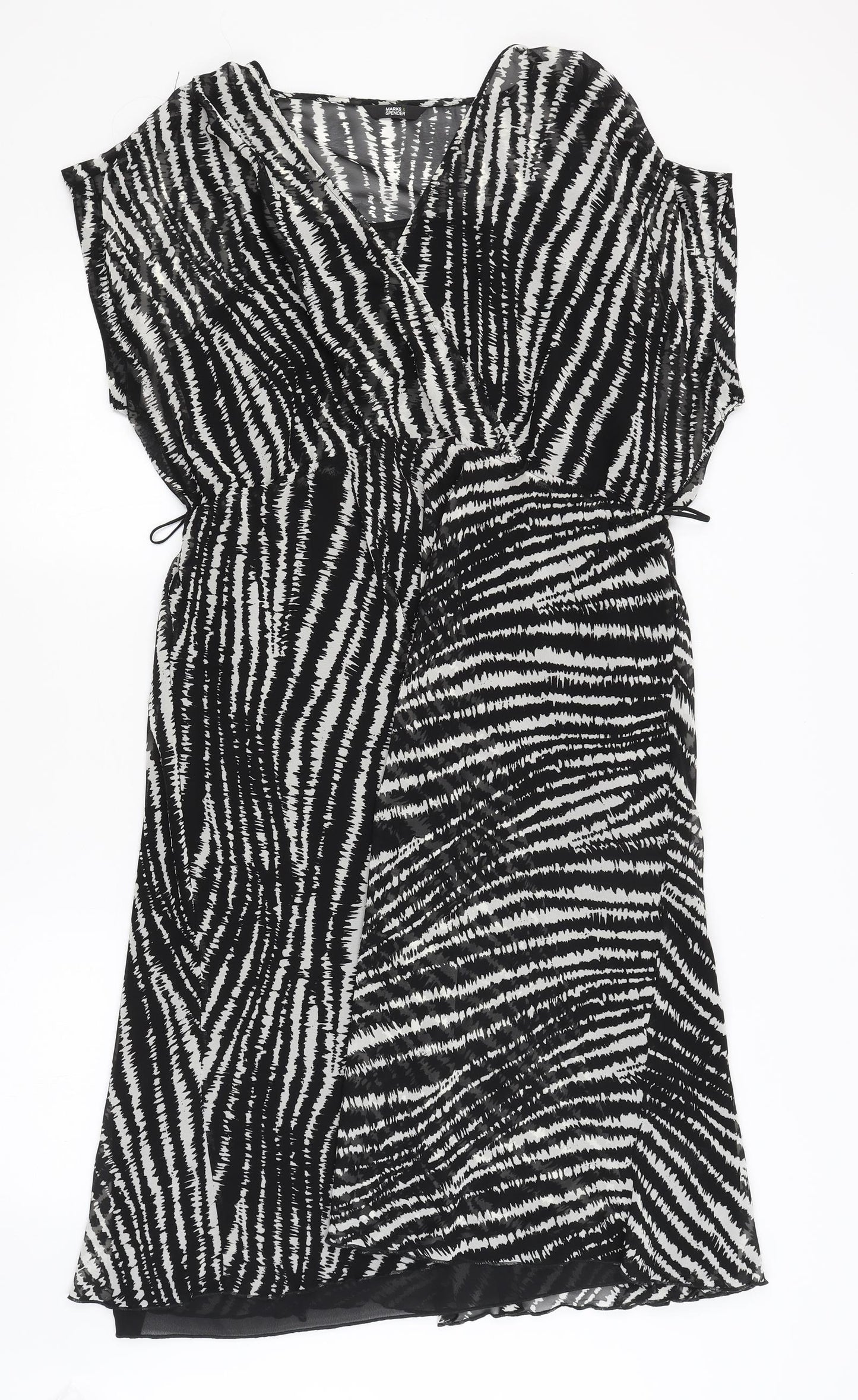 M&S Womens Black Animal Print  Fit & Flare  Size 18