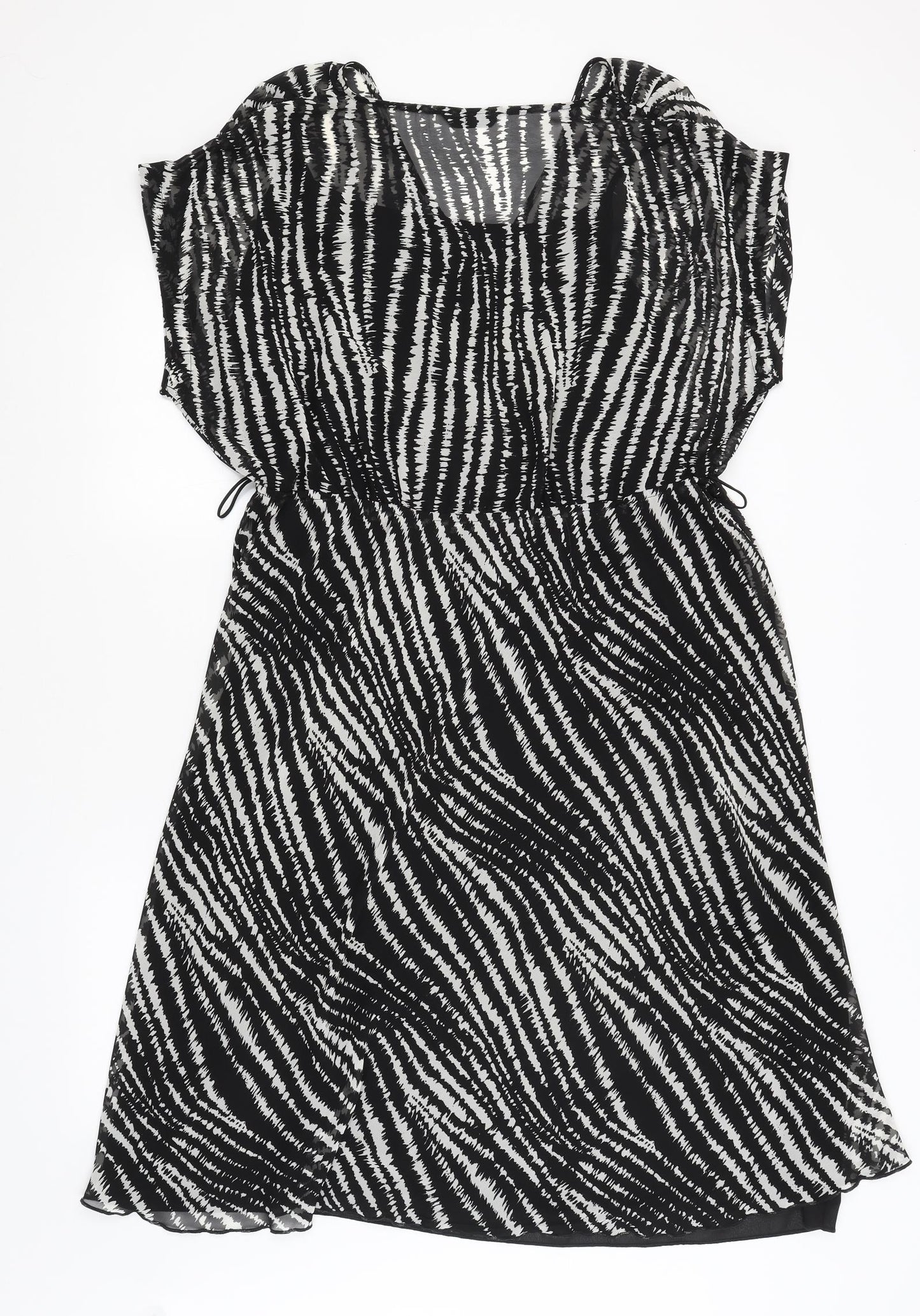 M&S Womens Black Animal Print  Fit & Flare  Size 18