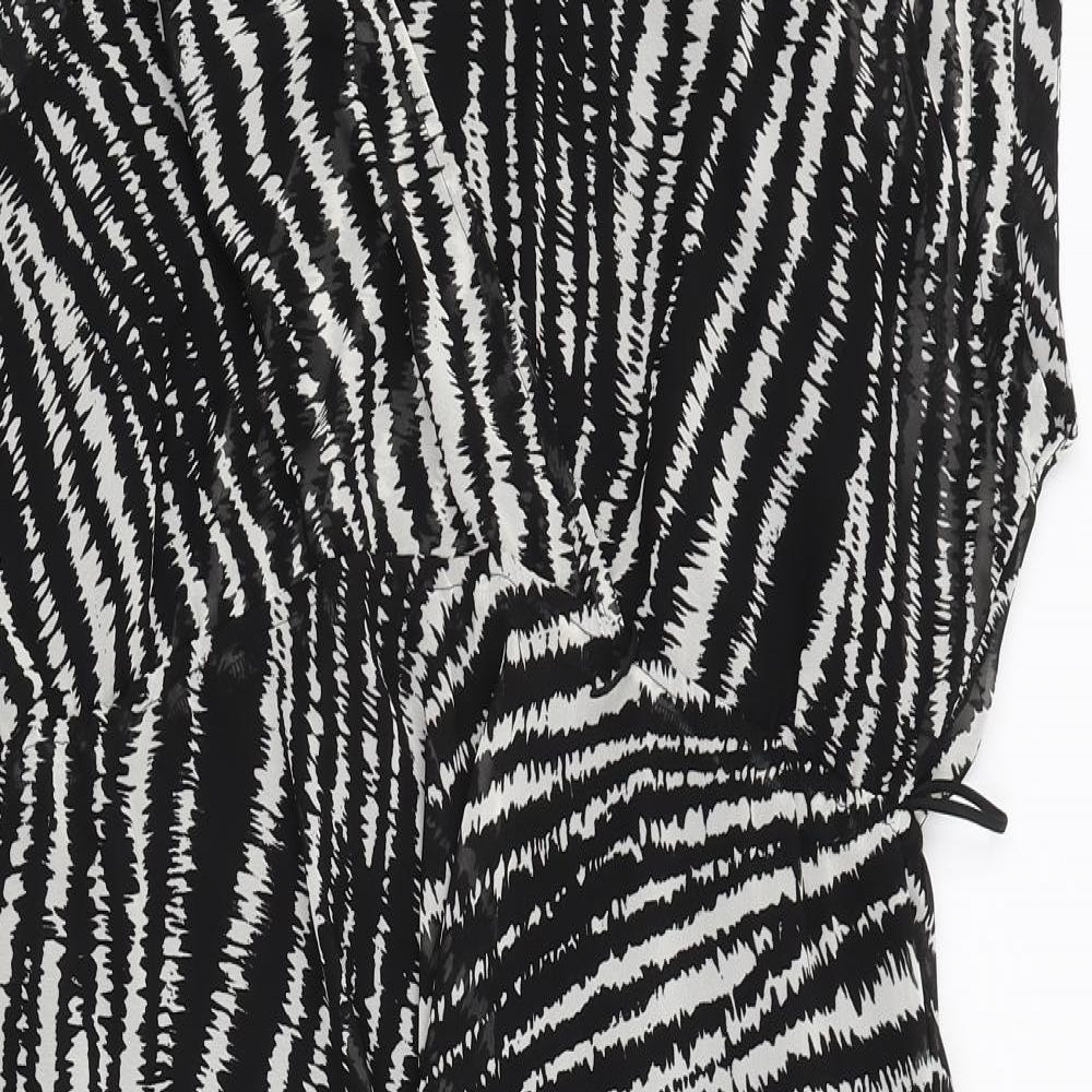 M&S Womens Black Animal Print  Fit & Flare  Size 18