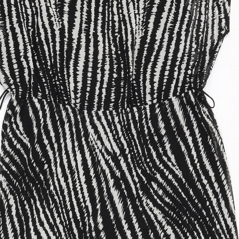 M&S Womens Black Animal Print  Fit & Flare  Size 18