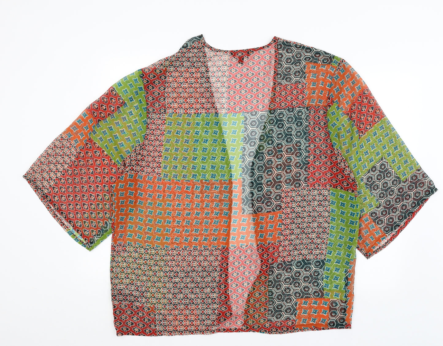 Label Be Womens Red Geometric  Cardigan Jumper Size 14