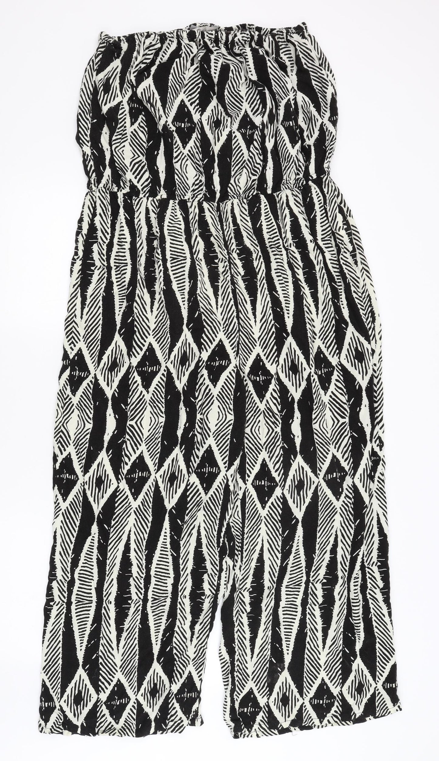 Peacocks Womens Black Geometric  Jumpsuit One-Piece Size 20 L24 in