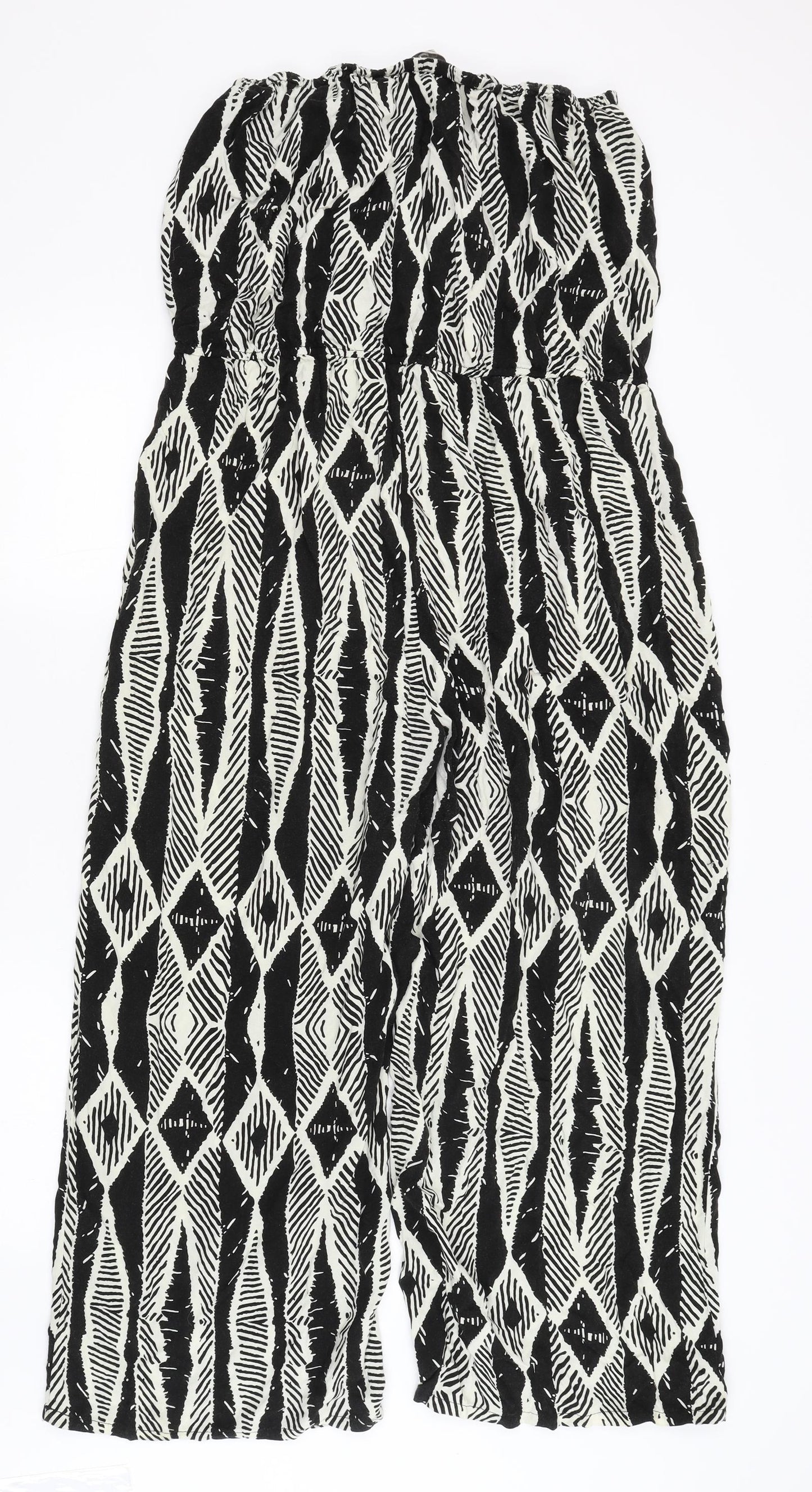 Peacocks Womens Black Geometric  Jumpsuit One-Piece Size 20 L24 in