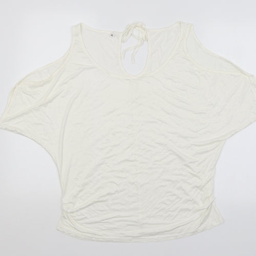 Preworn Womens White   Basic T-Shirt Size 3XL