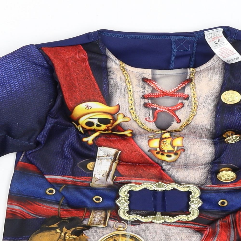 George Boys Blue   Basic T-Shirt Size 3-4 Years  - Pirate Fancy Dress