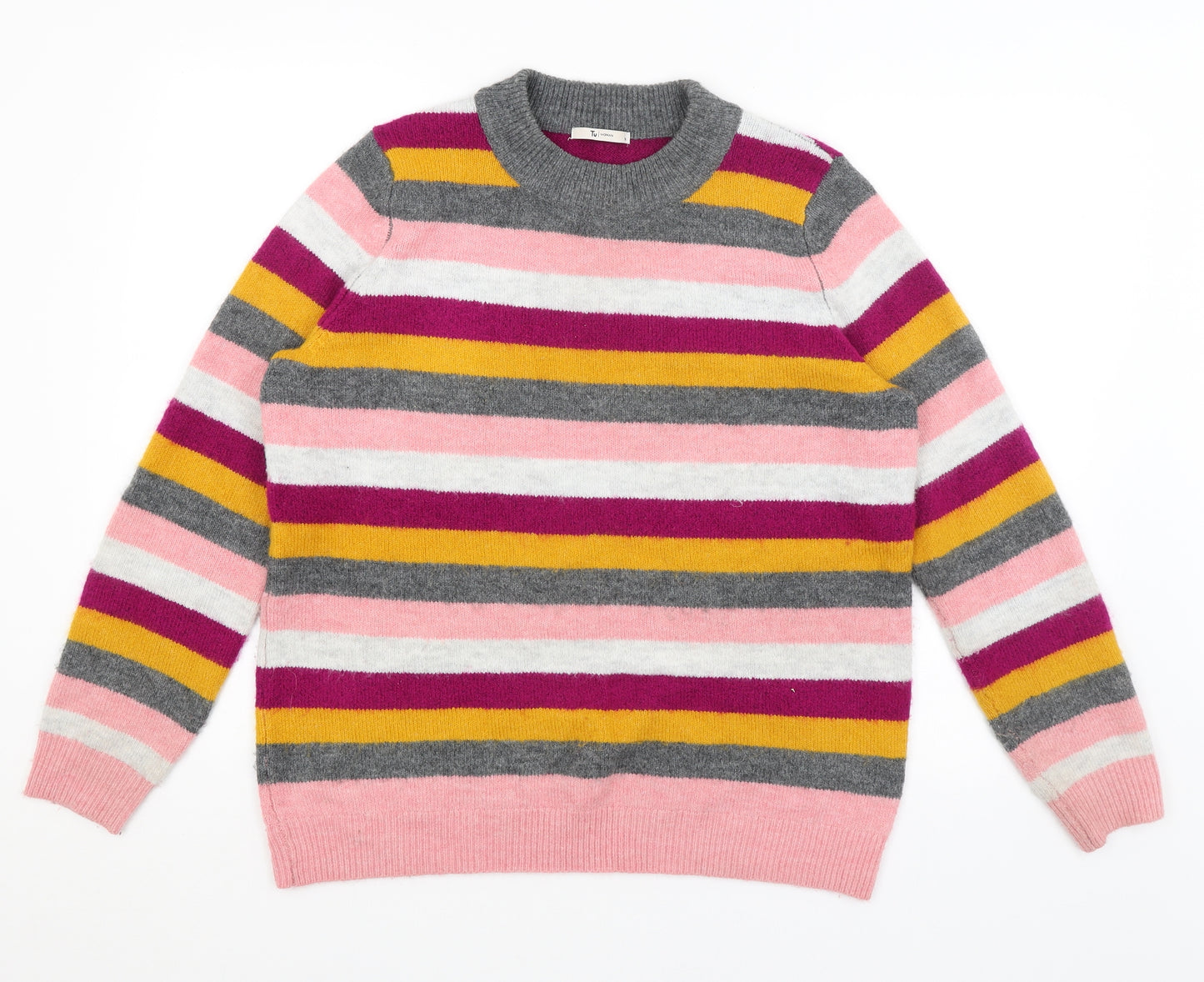 TU Womens Pink Striped  Pullover Jumper Size 16