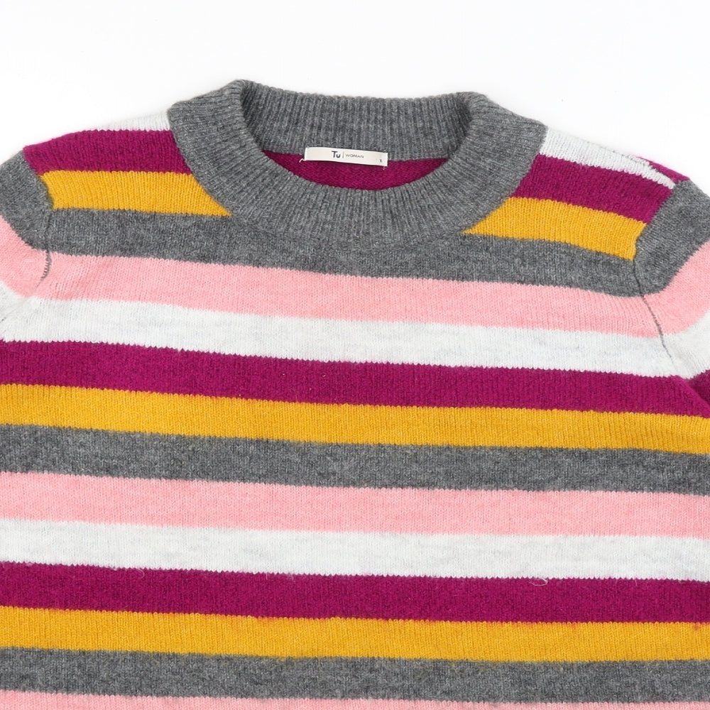 TU Womens Pink Striped  Pullover Jumper Size 16