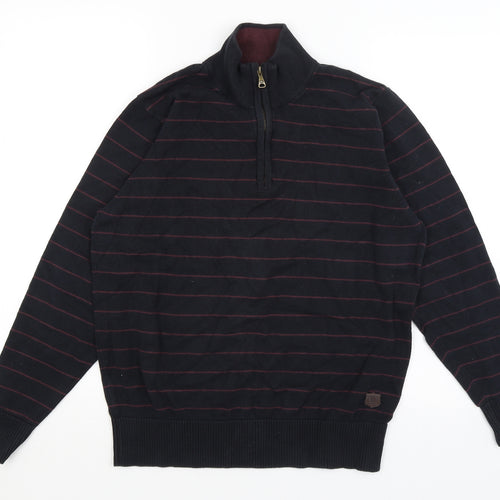 Blue Harbour Mens Black Striped  Pullover Jumper Size M