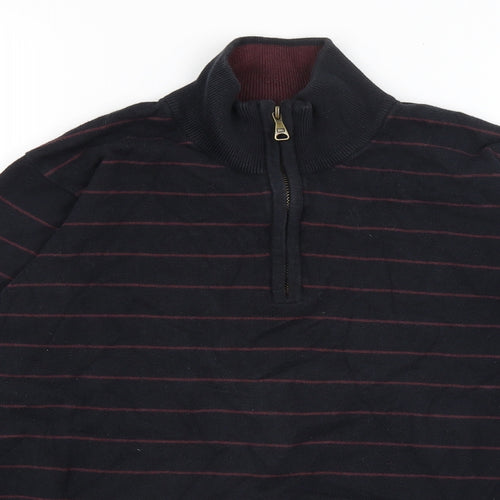 Blue Harbour Mens Black Striped  Pullover Jumper Size M