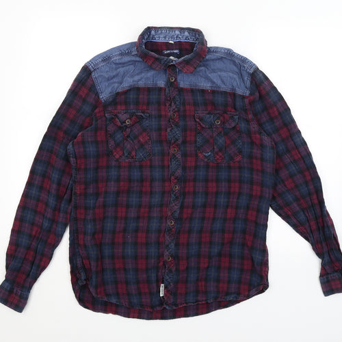 Threadbare Mens Red Plaid   Button-Up Size L