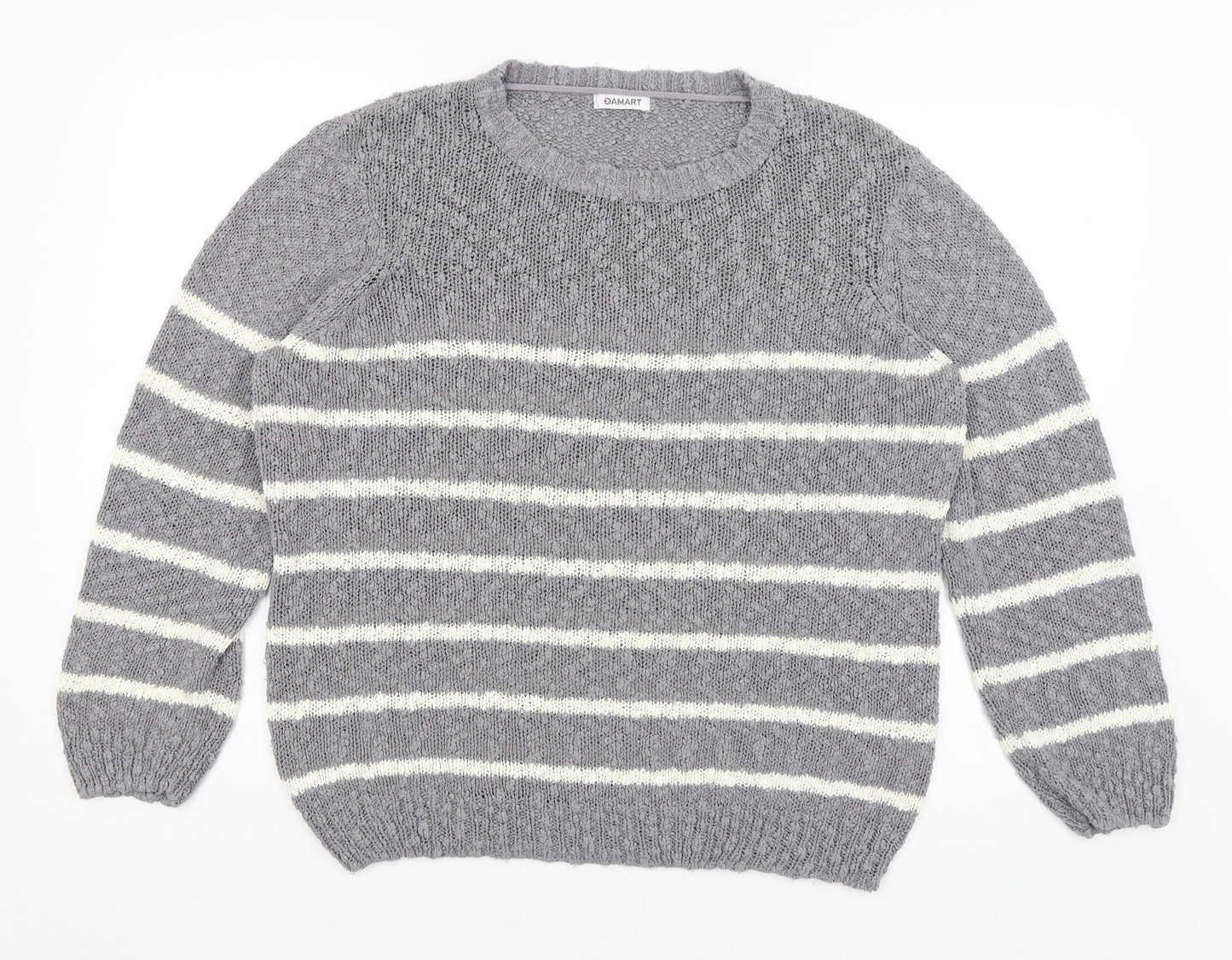 Damart Womens Grey Striped  Pullover Jumper Size 18