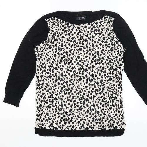 Papaya Womens Black Animal Print  Pullover Jumper Size 8