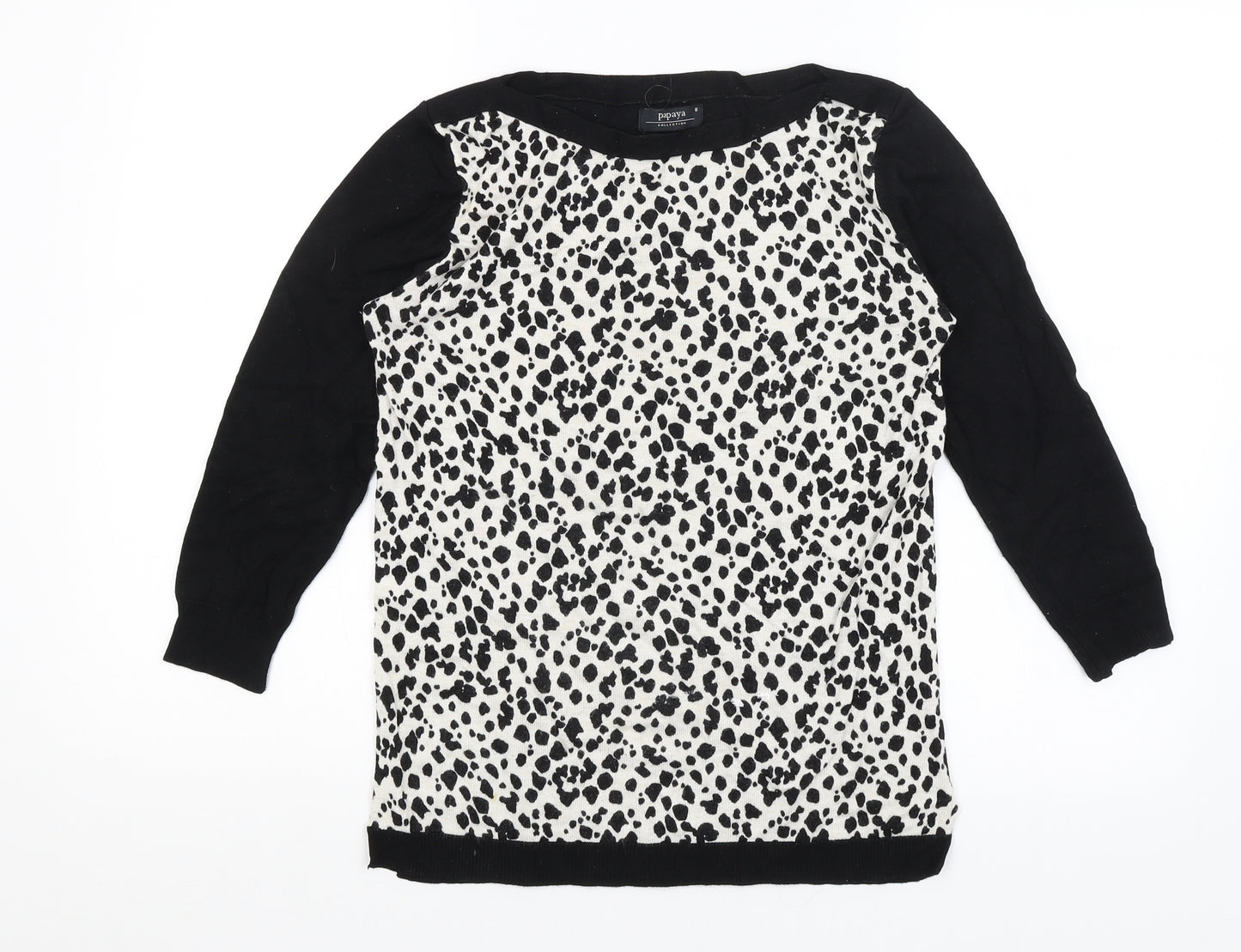 Papaya Womens Black Animal Print  Pullover Jumper Size 8