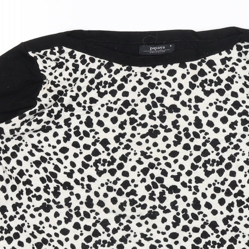 Papaya Womens Black Animal Print  Pullover Jumper Size 8