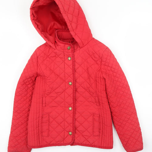 M&S Girls Red   Quilted Coat Size 9 Years