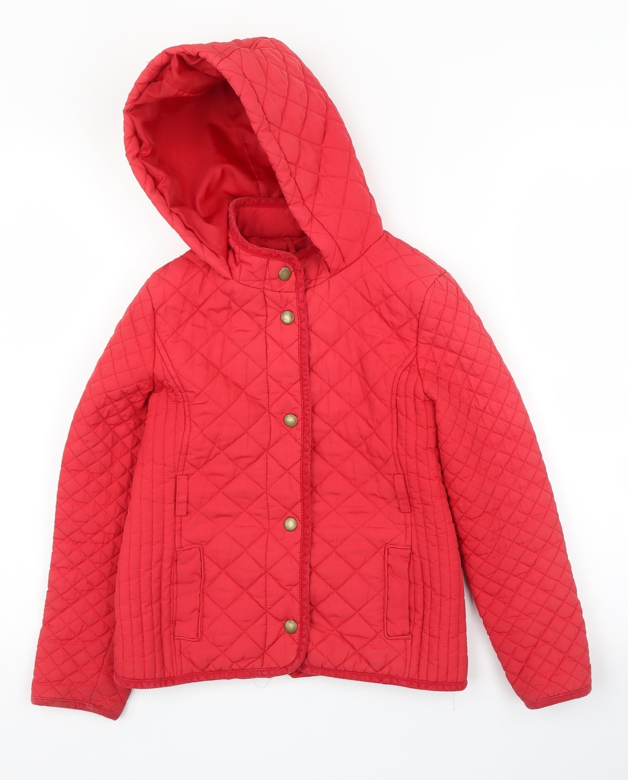 M&S Girls Red   Quilted Coat Size 9 Years