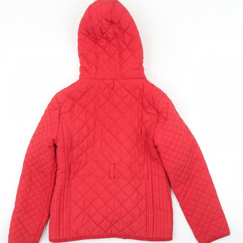 M&S Girls Red   Quilted Coat Size 9 Years