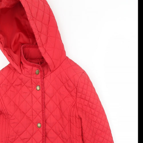 M&S Girls Red   Quilted Coat Size 9 Years