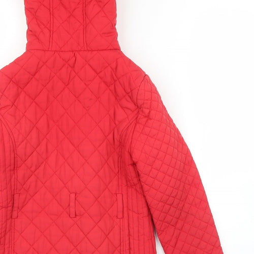 M&S Girls Red   Quilted Coat Size 9 Years