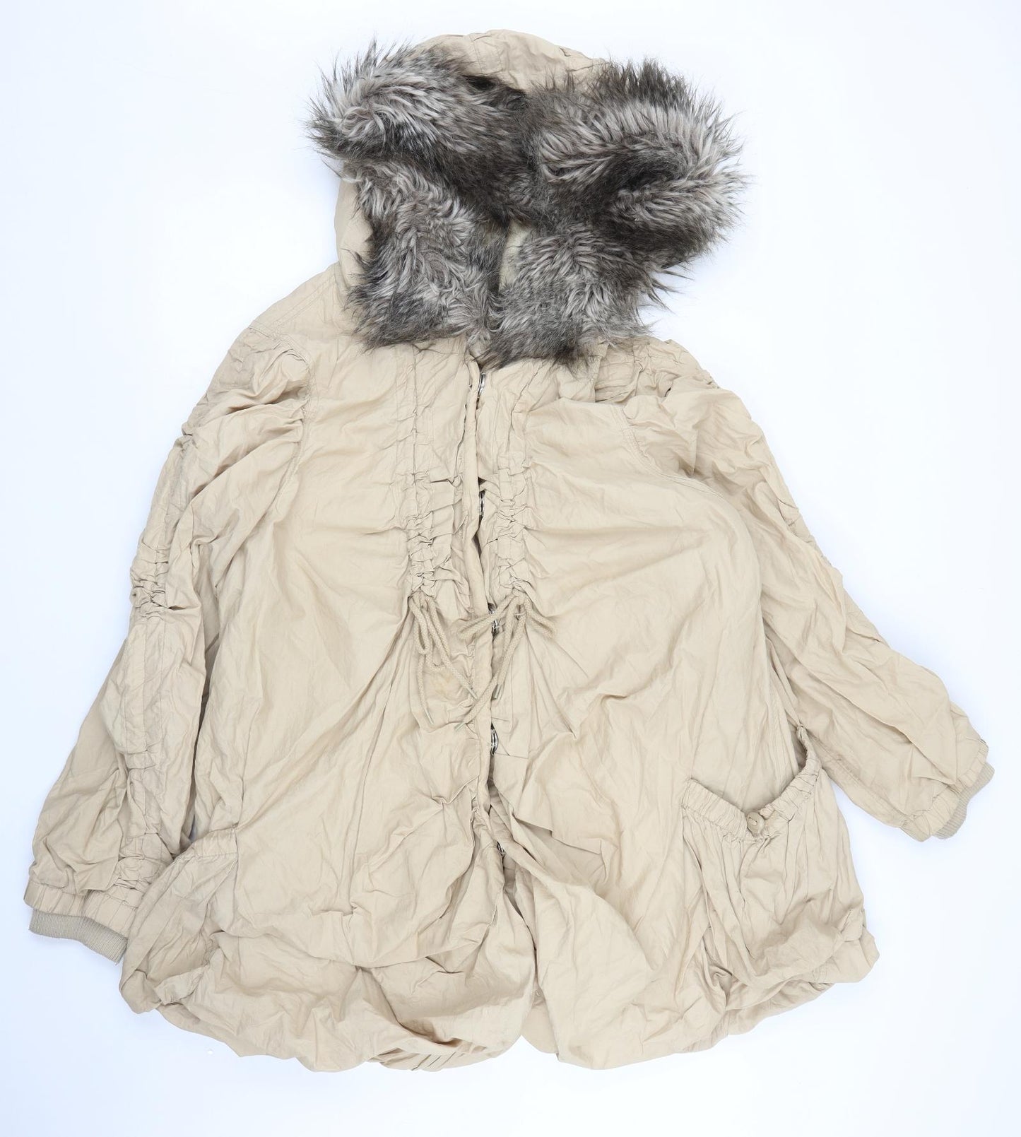 River Island Womens Beige   Parka Coat Size 14