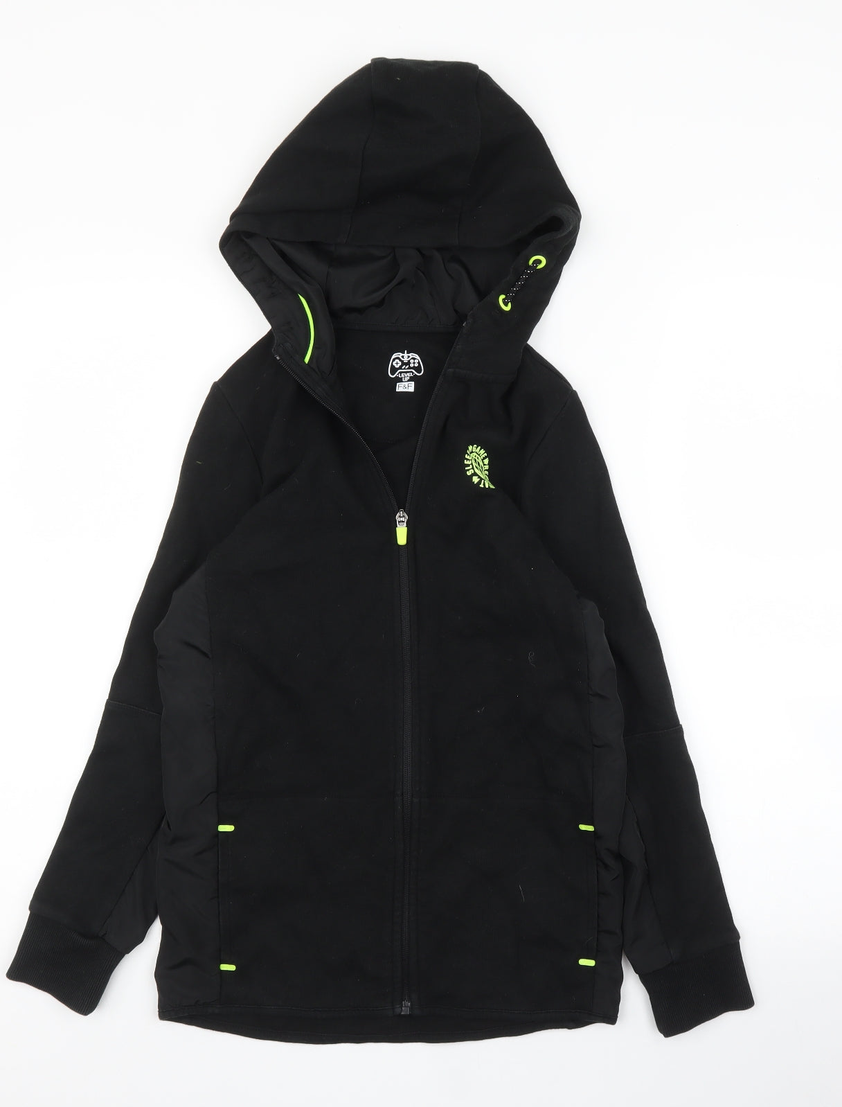 F&F Boys Black   Full Zip Hoodie Size 11 Years