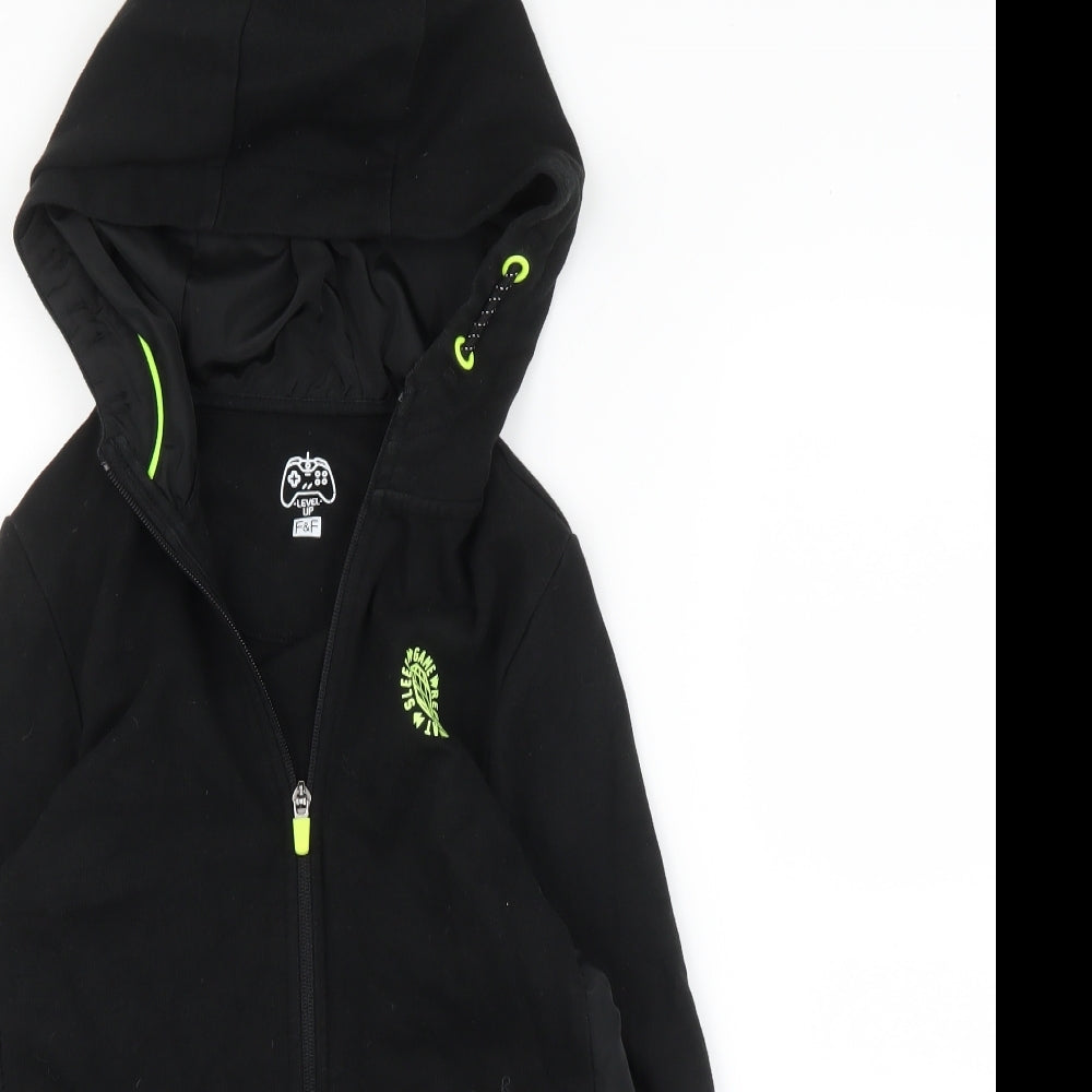 F&F Boys Black   Full Zip Hoodie Size 11 Years