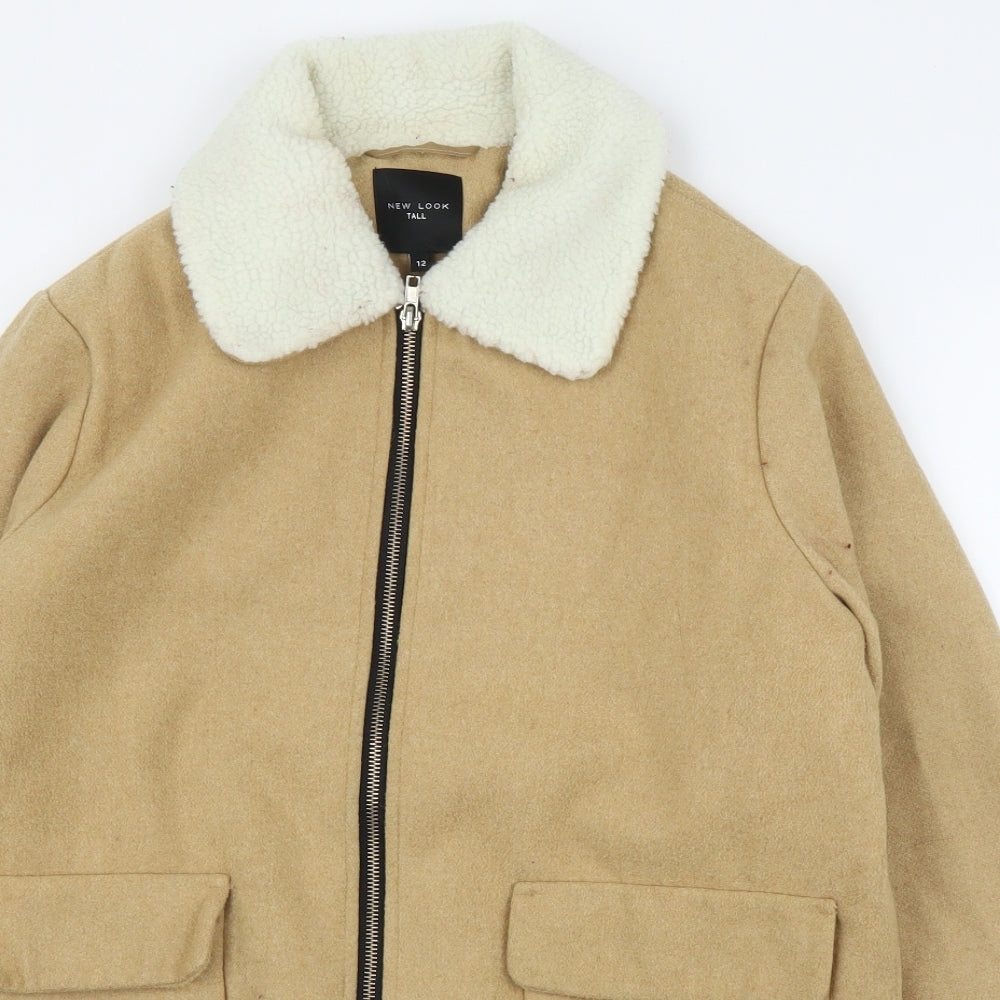 New Look Womens Beige   Bomber Jacket Coat Size 12