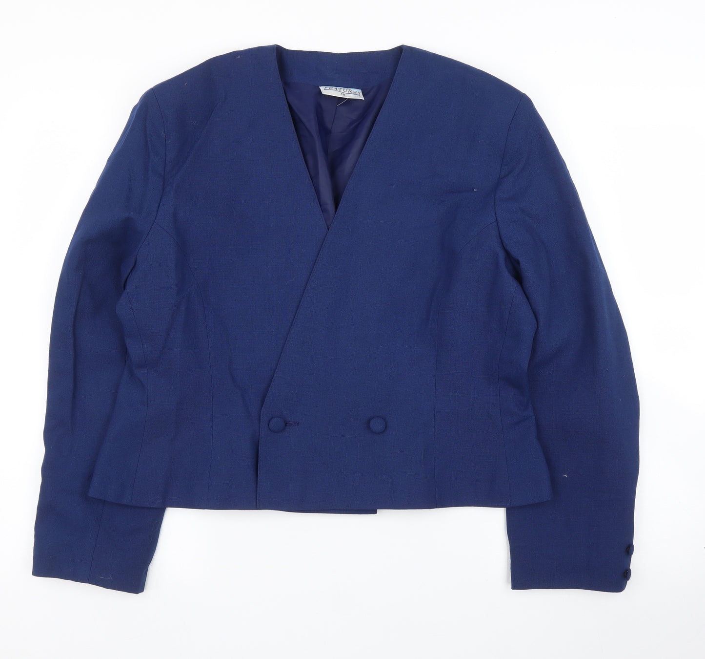 Features Womens Blue   Jacket Blazer Size 16