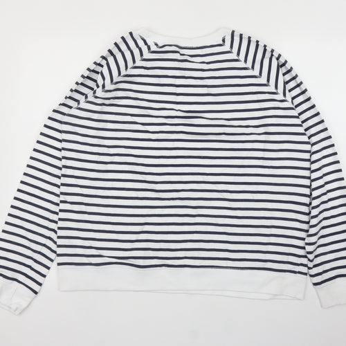 Diva Feva Womens White Striped  Pullover Jumper Size XL