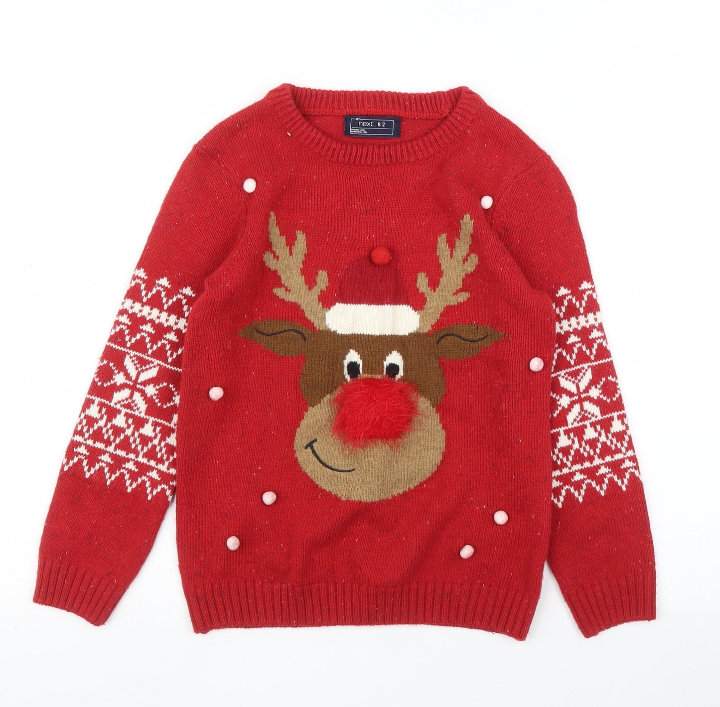 NEXT Girls Red Fair Isle  Pullover Jumper Size 8 Years  - Christmas