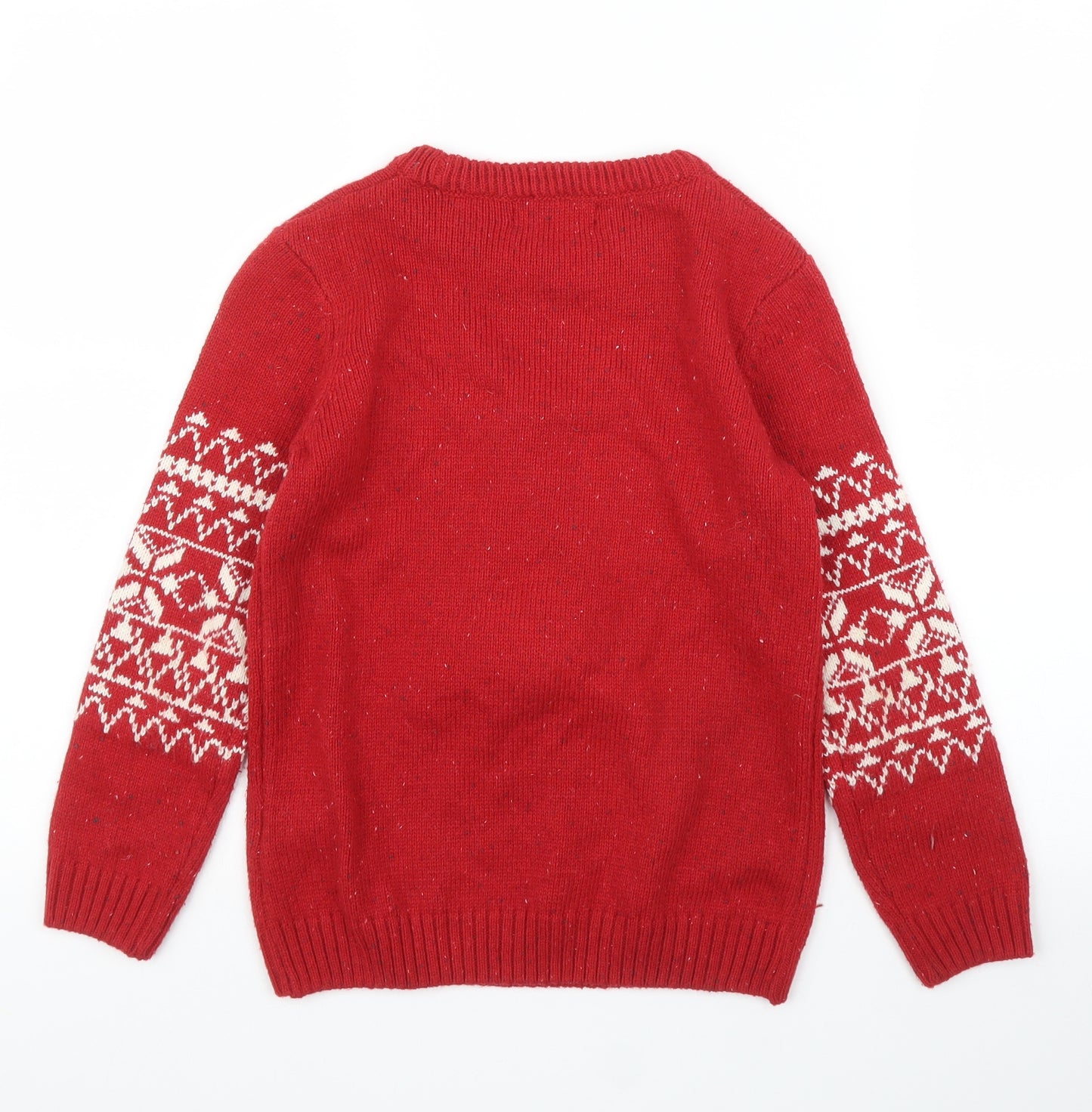 NEXT Girls Red Fair Isle  Pullover Jumper Size 8 Years  - Christmas