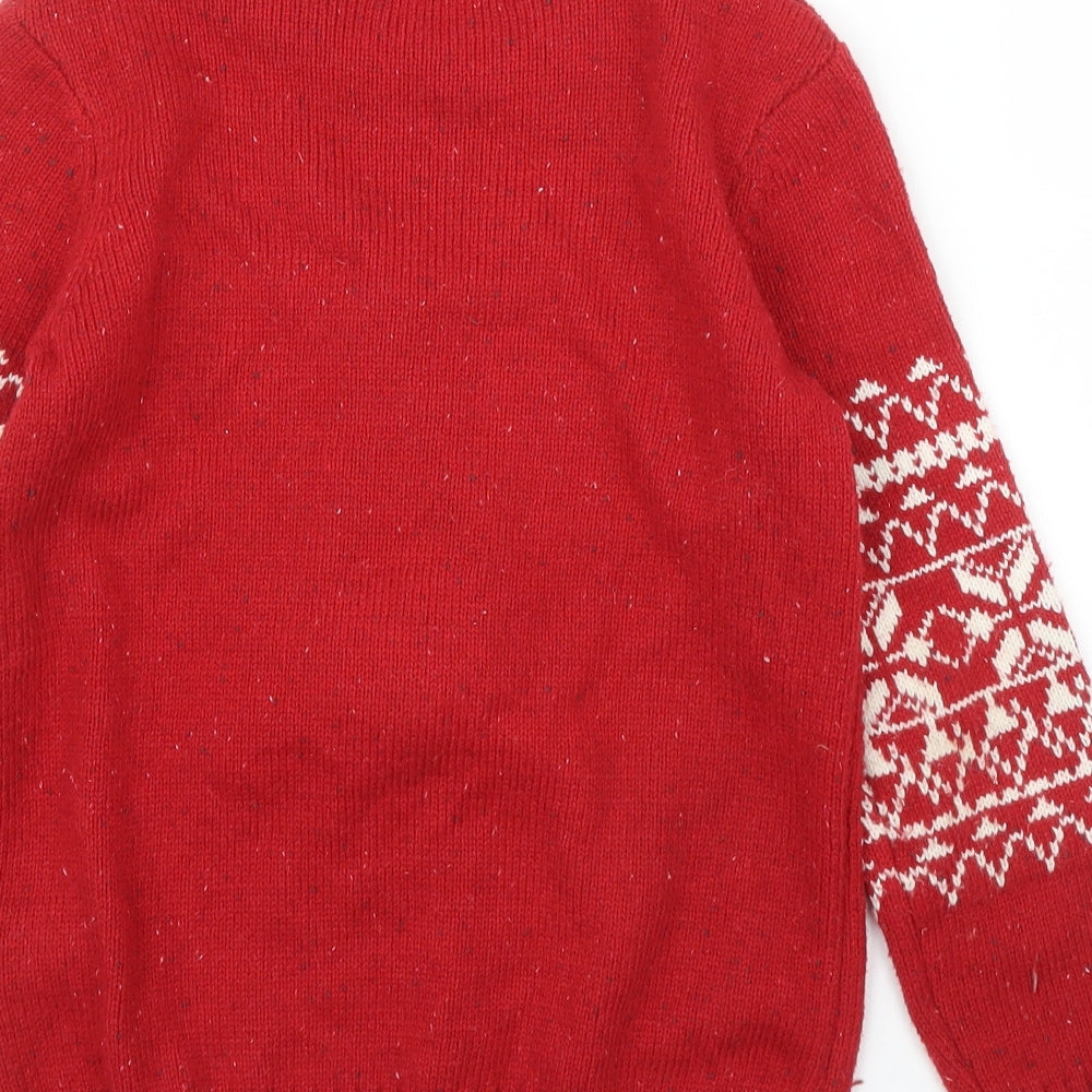 NEXT Girls Red Fair Isle  Pullover Jumper Size 8 Years  - Christmas