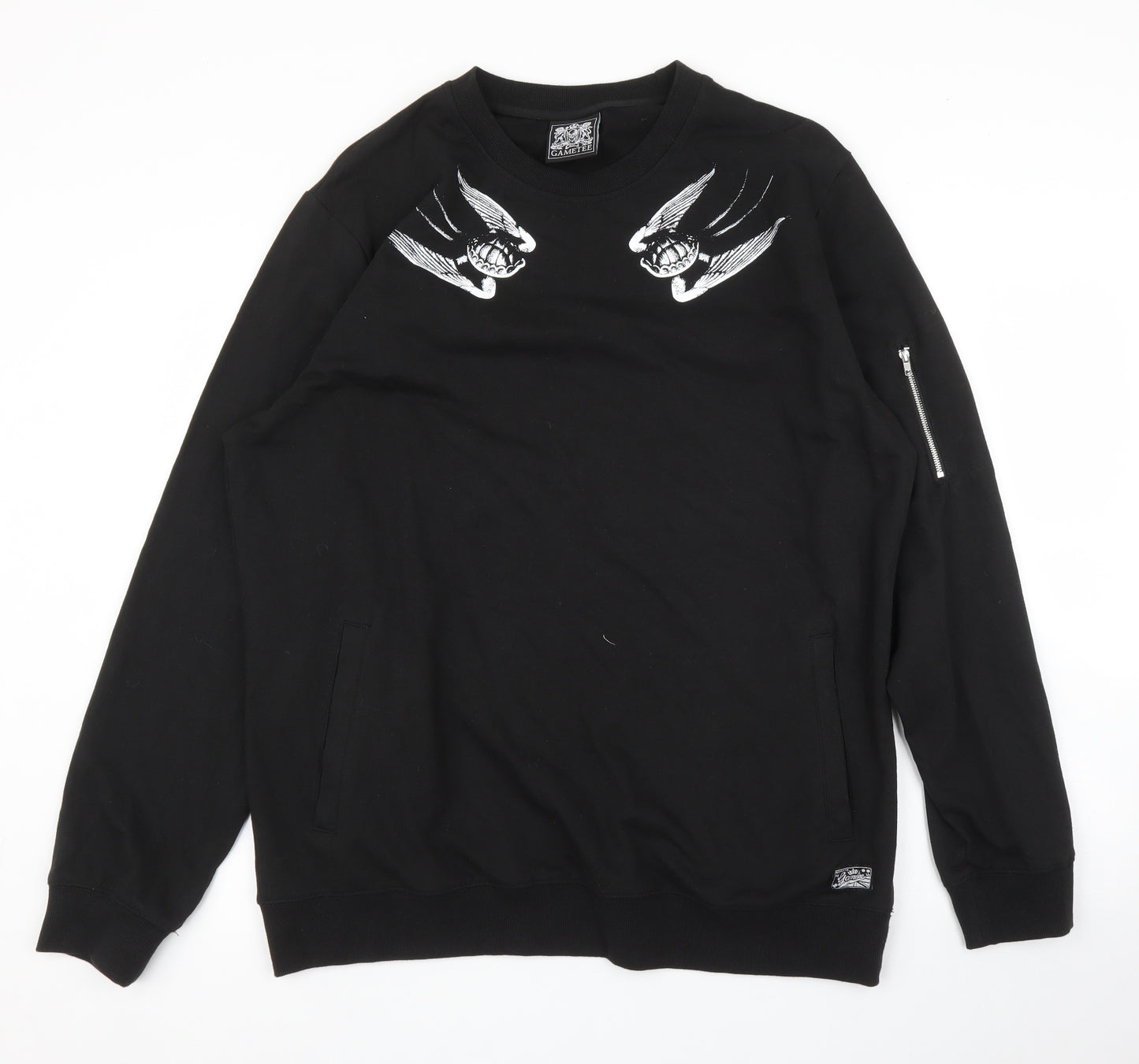 Gametee Mens Black   Pullover Jumper Size 2XL