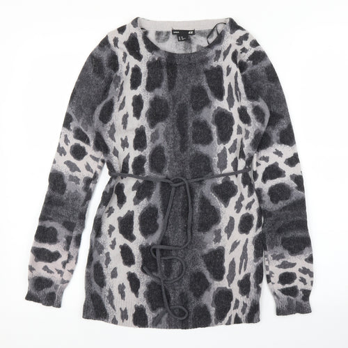 H&M Womens Grey Animal Print  Pullover Jumper Size XS  - Giraffe print