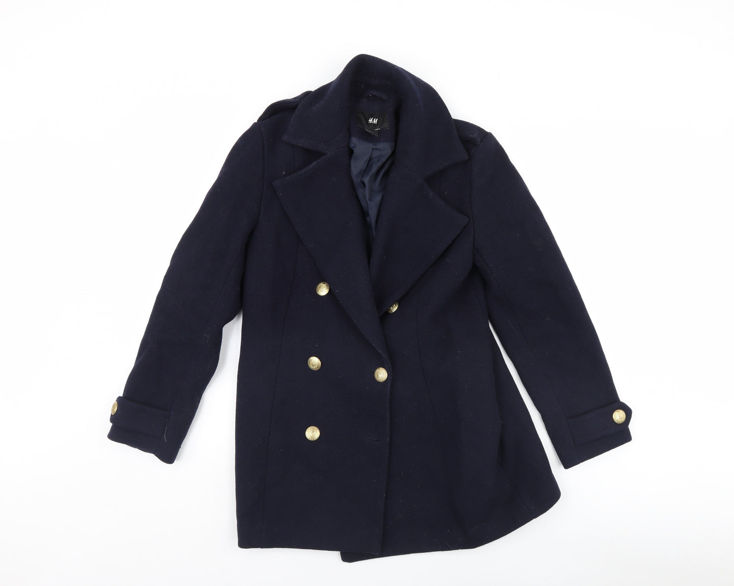 H&M Womens Blue   Pea Coat Coat Size 34