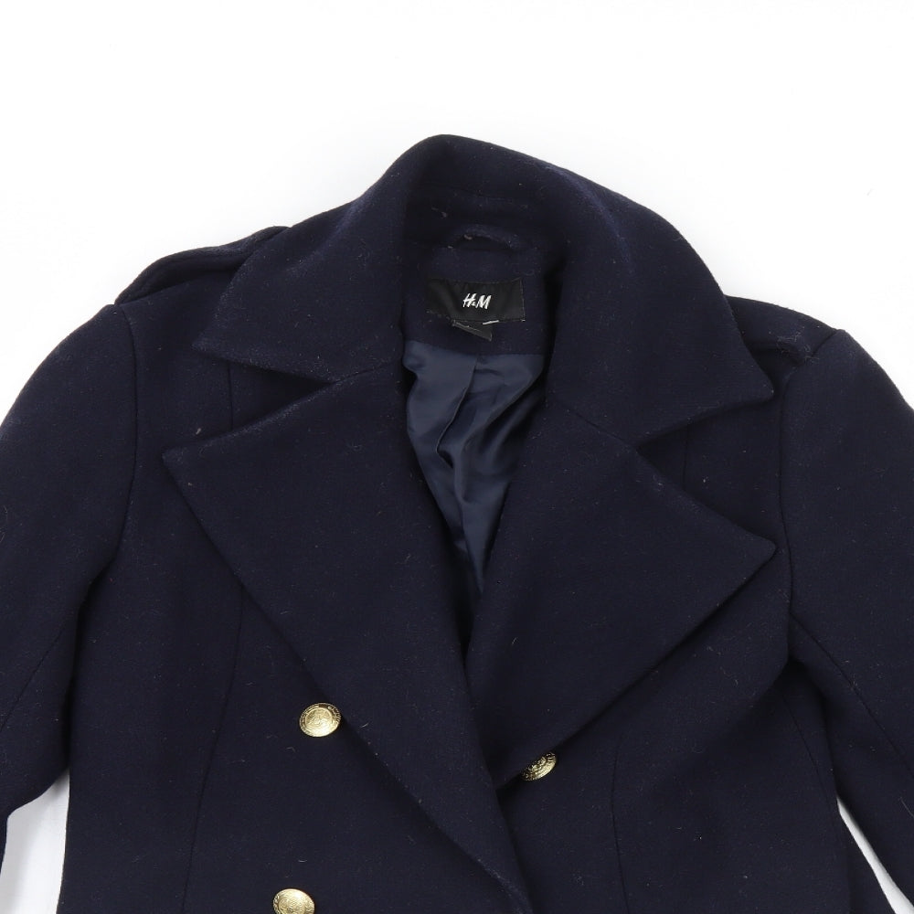 H&M Womens Blue   Pea Coat Coat Size 34