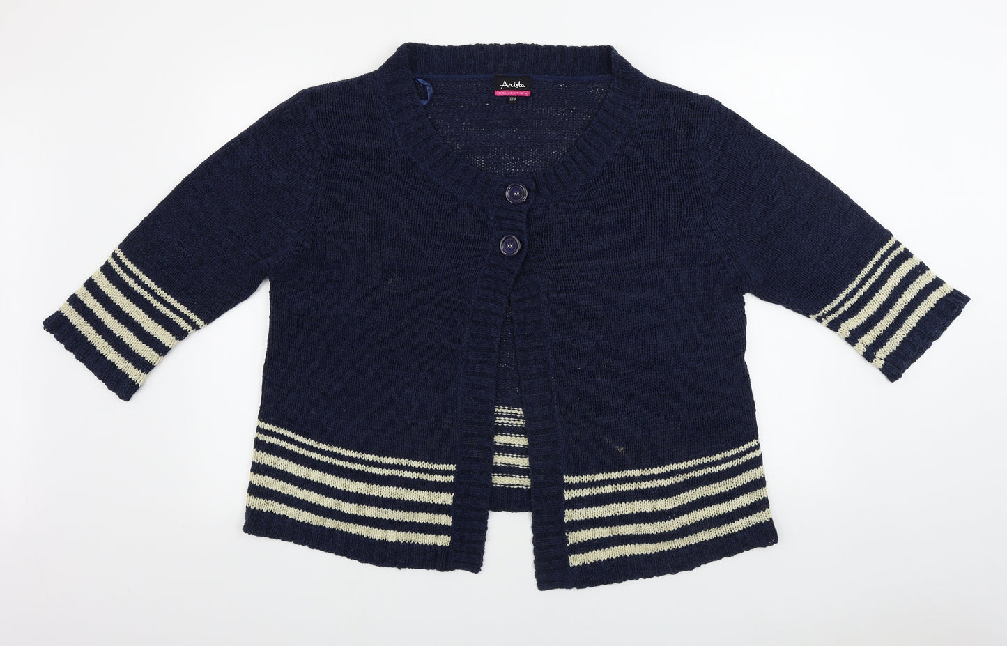 Anista  Womens Blue Striped  Cardigan Jumper Size 22