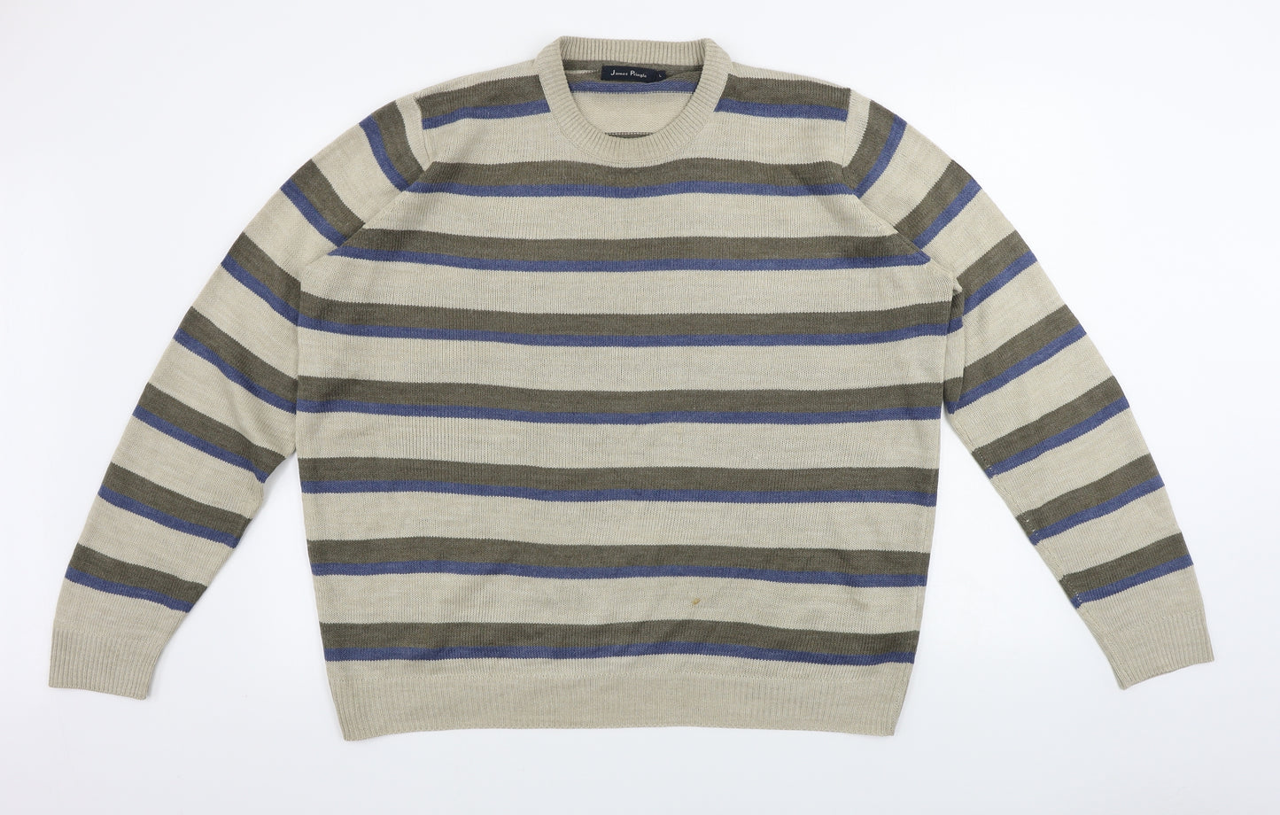 James Pringle      Mens Beige Striped  Pullover Jumper Size L