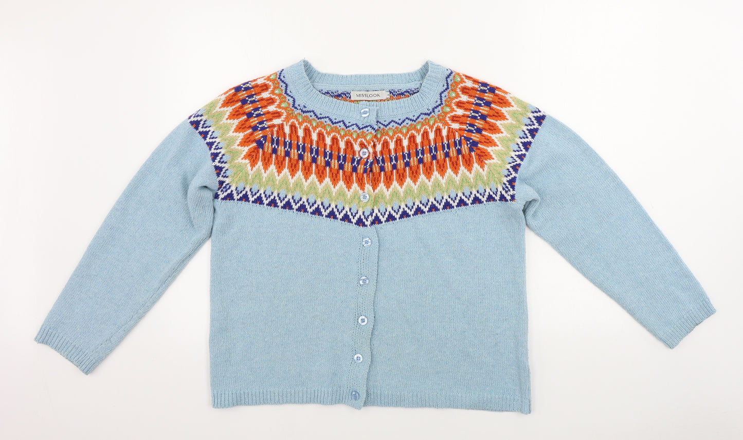 MissLook  Womens Blue Geometric  Cardigan Jumper Size S