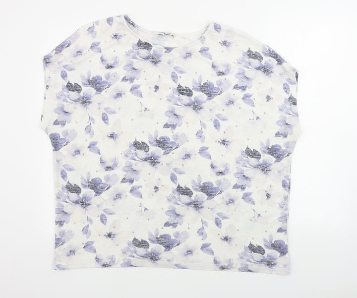 TU Womens White Floral Pullover Jumper Size 20