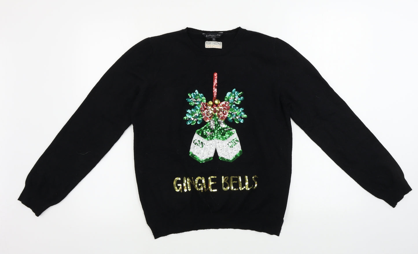 F&F  Womens Black   Pullover Jumper Size 12  - Christmas Jumper