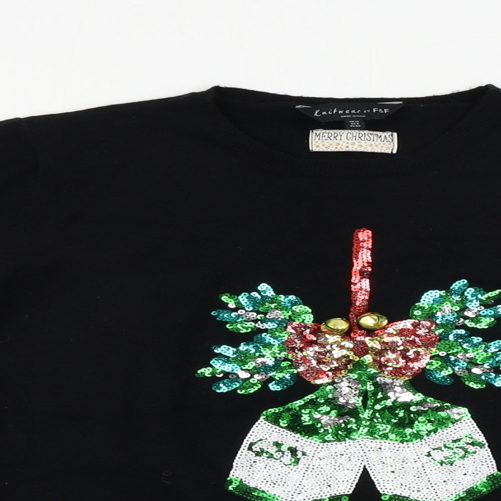 F&F  Womens Black   Pullover Jumper Size 12  - Christmas Jumper