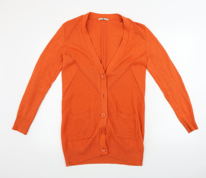 TU Womens Orange Full Zip Jumper Size 8