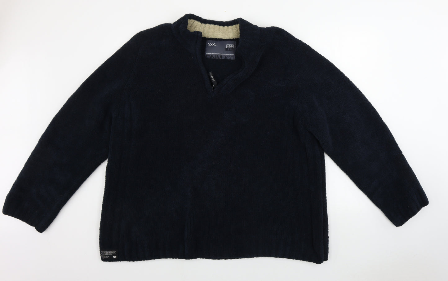 F&F  Mens Black   Henley Jumper Size 3XL