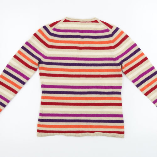 John Lewis Womens Beige Striped  Pullover Jumper Size 10
